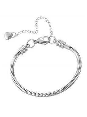 Stainless Steel Charm Bracelet Snake Chain Adjustable Womens Jewelry Gift